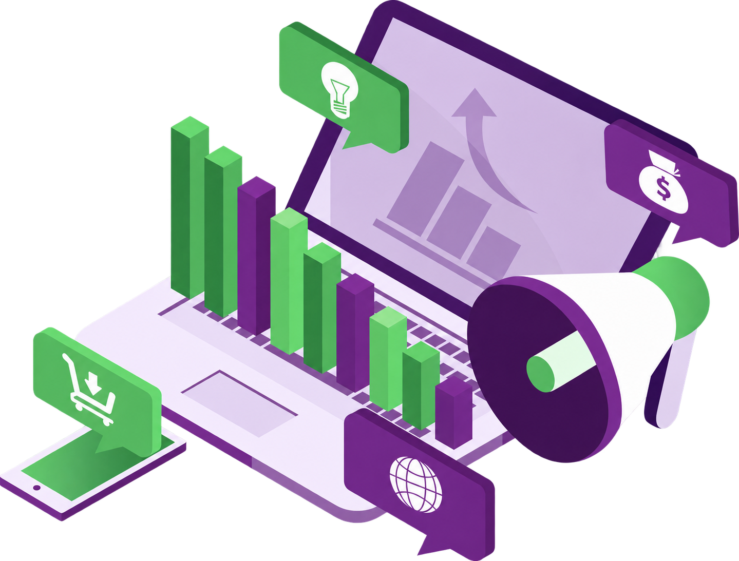 Marketing dashboard illustration.